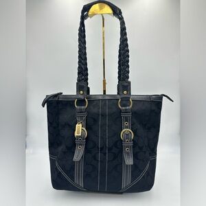 Vintage Coach Signature Tote Bag Braided Strap